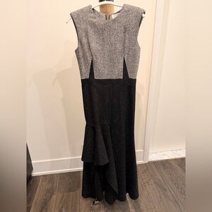 Alexander McQueen Black and Gray with multi color specs  Sleeveless midi dress